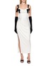 首图 - 点击放大 - NANA JACQUELINE - Velvet Bow Draped Neck Satin Dress