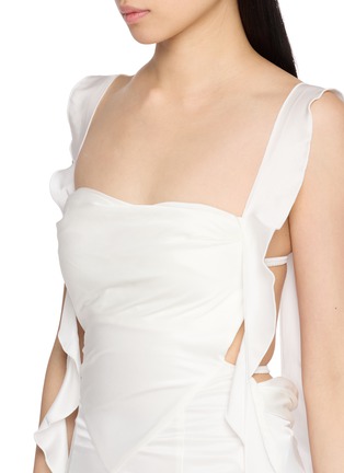  - NANA JACQUELINE - Ruffle Trim Backless Maxi Dress