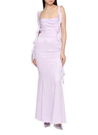 模特儿示范图 - 点击放大 - NANA JACQUELINE - Ruffle Trim Backless Maxi Dress