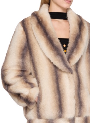  - NANA JACQUELINE - Striped Shawl Collar Fur Coat