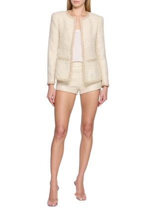 模特儿示范图 - 点击放大 - NANA JACQUELINE - Glitter Ribbon Trim Knit Jacket