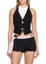 首图 - 点击放大 - NANA JACQUELINE - Layered Satin Collar Rhinestone Buckle Backless Vest