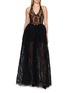 模特儿示范图 - 点击放大 - NANA JACQUELINE - Sleeveless Halter Neck Lace Evening Gown