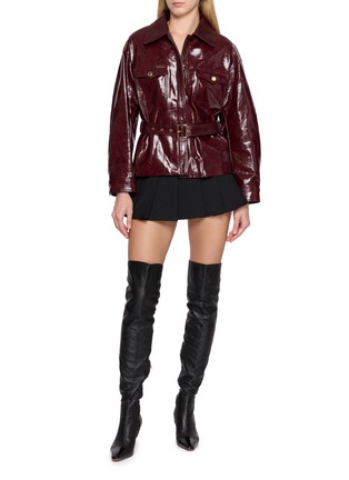 模特儿示范图 - 点击放大 - NANA JACQUELINE - Cropped Belted Leather Jacket