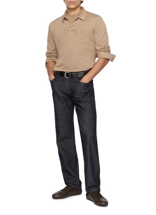 模特儿示范图 - 点击放大 - SUNSPEL - Long Sleeve Riviera Cotton Polo Shirt