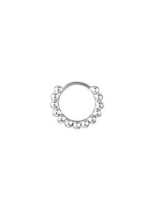 细节 - 点击放大 - MARIA TASH - 14K White Gold Granulated Hoop Earring