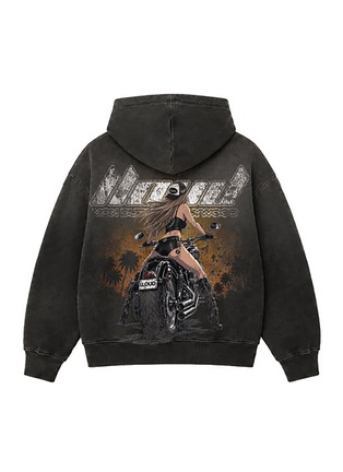 背面 - 点击放大 - LLOUD - X Von Dutch Hollywood Moto Girl 印花连帽卫衣