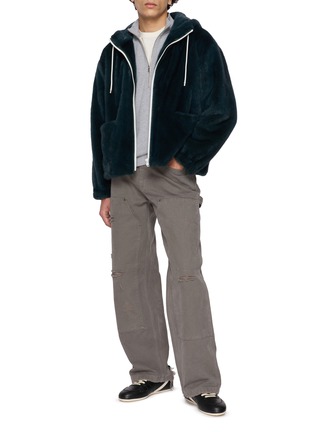 模特儿示范图 - 点击放大 - KRUF - Hooded Zip Up Mink Fur Jacket