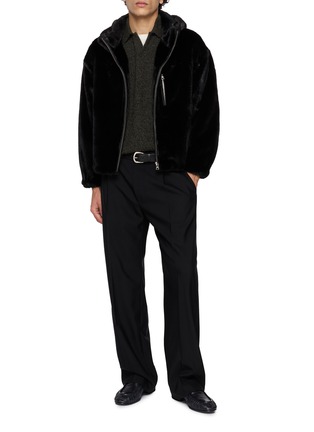 模特儿示范图 - 点击放大 - KRUF - Hooded Zip Pocket Mink Fur Jacket