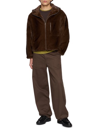 模特儿示范图 - 点击放大 - KRUF - Hooded Zip Pocket Mink Fur Jacket