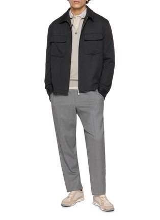 模特儿示范图 - 点击放大 - ELEVENTY - Contrast Collar Cotton Piqué Polo Shirt