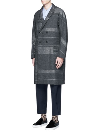 正面 -点击放大 - KOLOR - 条纹提花混羊毛大衣