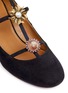 细节 - 点击放大 - AQUAZZURA - Pandora仿宝石立体花卉装饰绒面真皮粗跟鞋