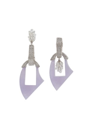 首图 - 点击放大 - SAMUEL KUNG - Diamond 18k white gold detachable jade drop earrings
