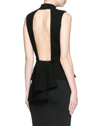 背面 - 点击放大 - ALEXANDER MCQUEEN - 仿水晶花卉荷叶边立领上衣