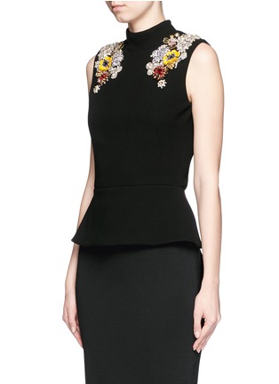 正面 -点击放大 - ALEXANDER MCQUEEN - 仿水晶花卉荷叶边立领上衣