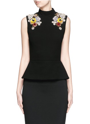 首图 - 点击放大 - ALEXANDER MCQUEEN - 仿水晶花卉荷叶边立领上衣