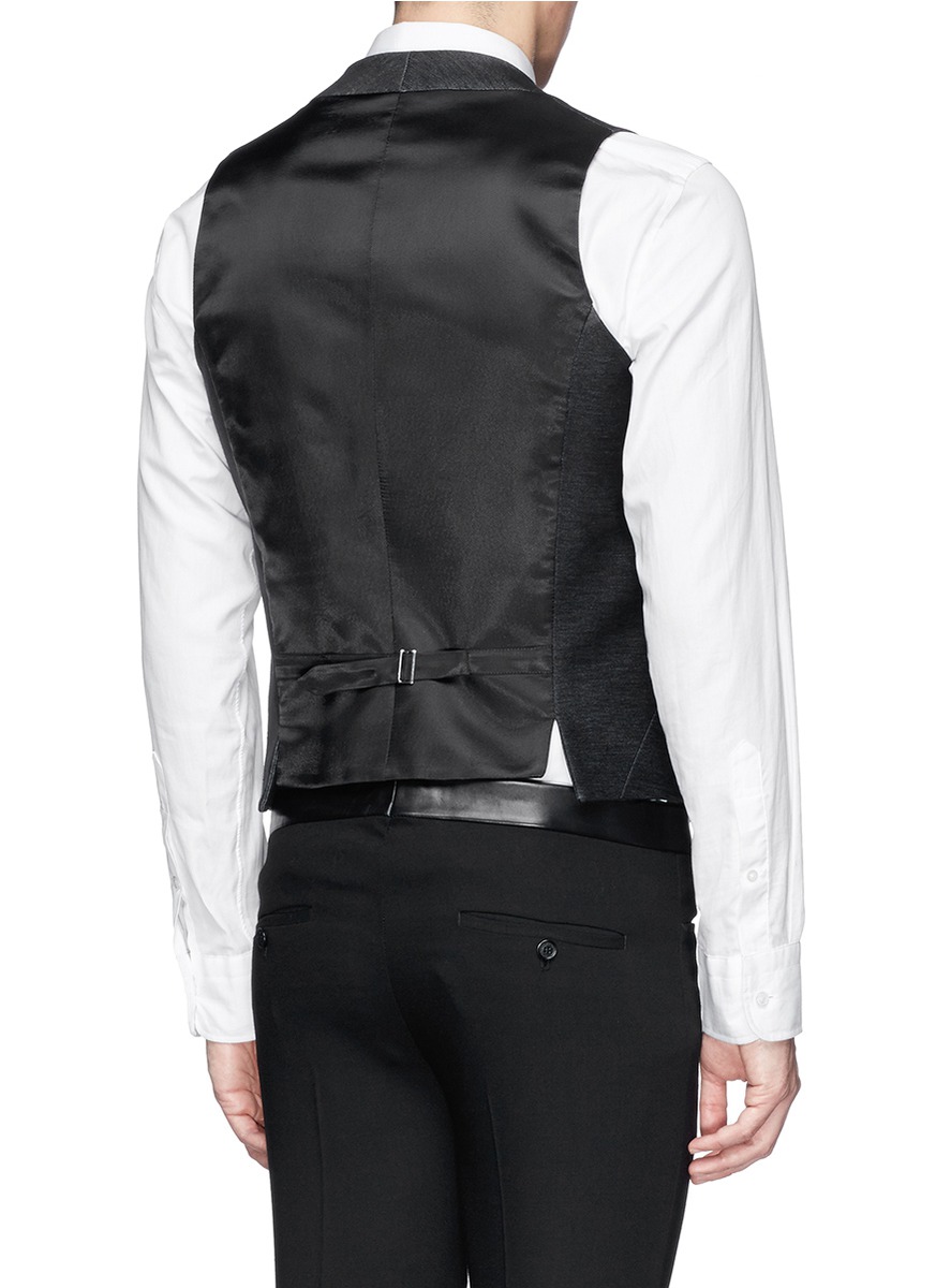 牛仔拼贴西服马甲