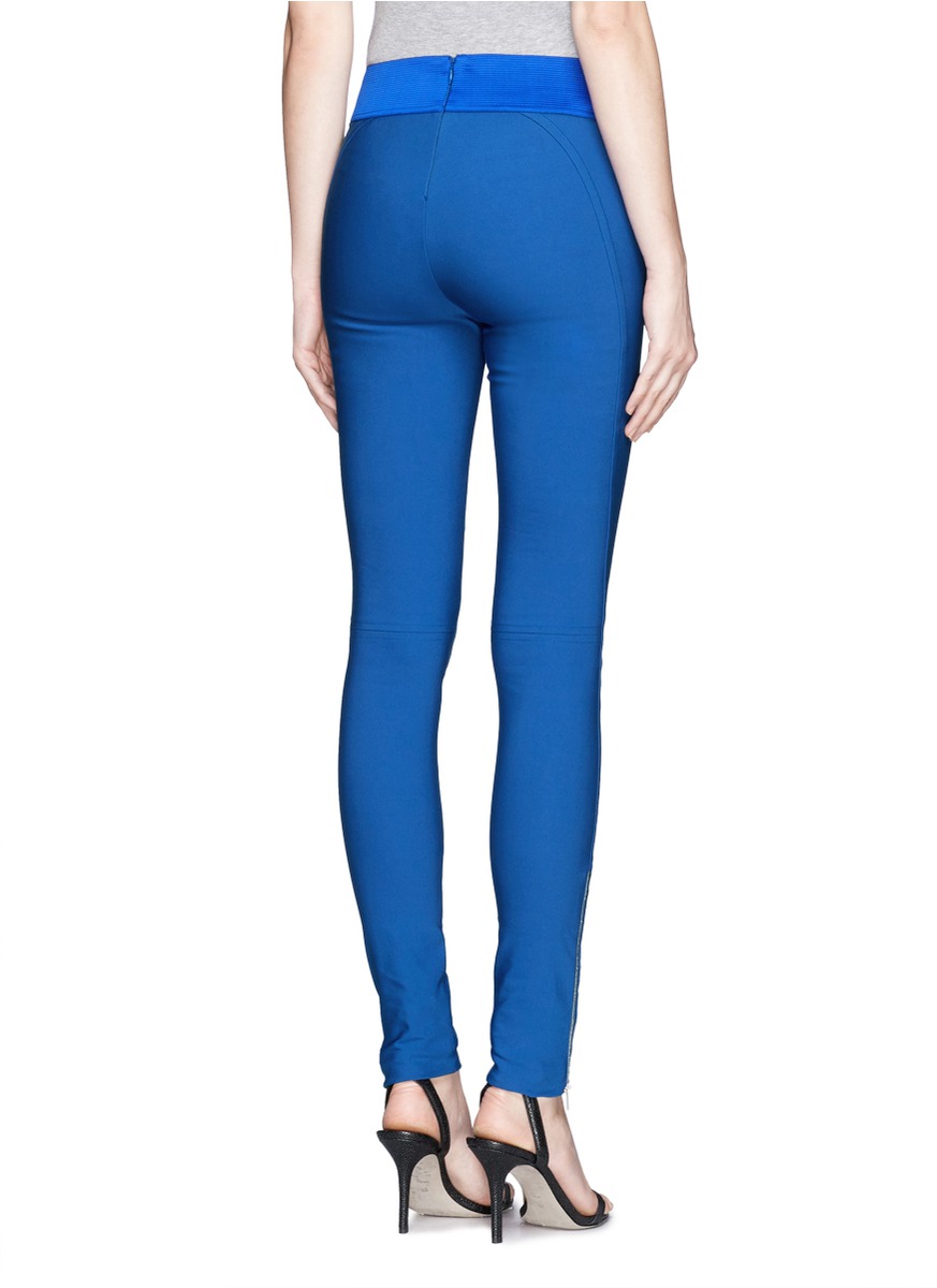 混棉拉链紧身裤