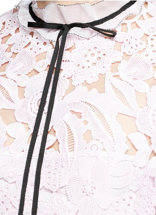 细节 - 点击放大 - SELF-PORTRAIT - 拼接设计花卉蕾丝混棉连衣裙