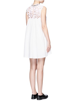 背面 - 点击放大 - SELF-PORTRAIT - 拼接设计花卉蕾丝混棉连衣裙