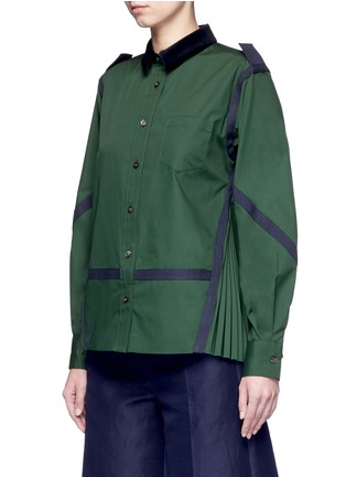 正面 -点击放大 - SACAI - 百褶拼接条纹装饰衬衫