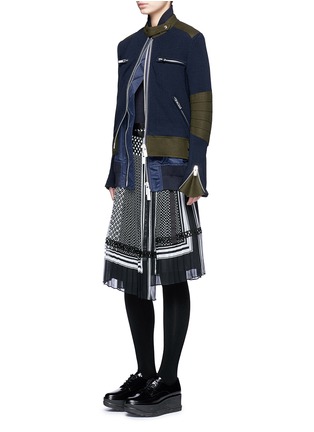 模特儿示范图 - 点击放大 - SACAI - 双层效果羊毛针织夹克