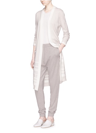 模特儿示范图 - 点击放大 - AGNONA - 拼色条纹羊绒长款针织外套