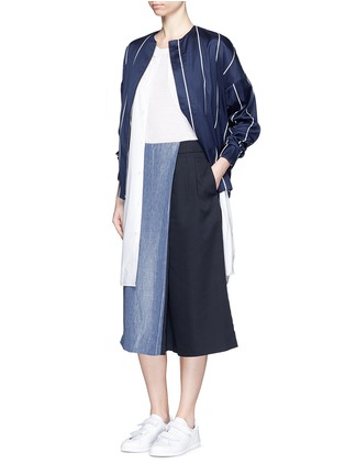 模特示范图 - 点击放大 - FFIXXED STUDIOS - 条纹图案棉混丝夹克