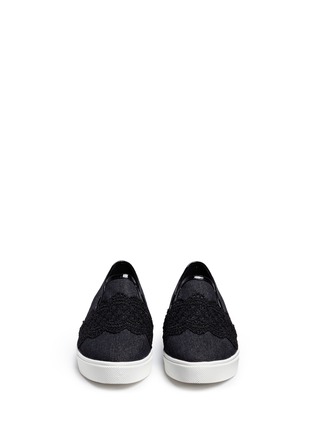 正面 -点击放大 - PEDDER RED - 蕾丝拼贴牛仔布平底便鞋