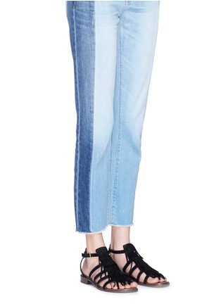 模特儿示范图 - 点击放大 - SAM EDELMAN - 多重搭带流苏麂皮凉鞋