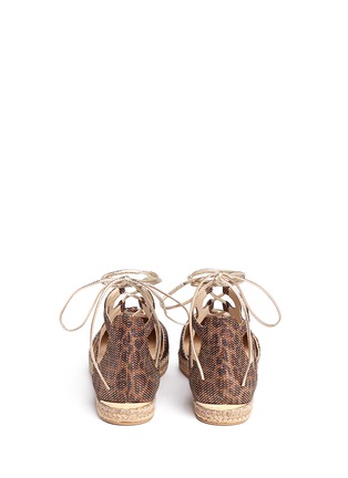 背面 - 点击放大 - STUART WEITZMAN - WALKMYWAY豹纹系带镂空麻编鞋