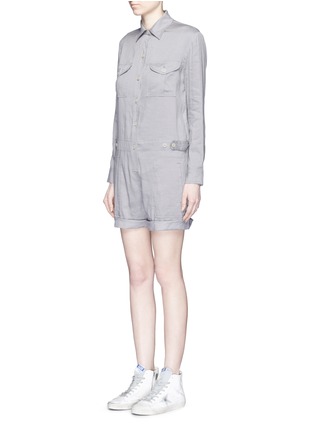 正面 - 点击放大 - VINCE - 单色混亚麻短连体裤