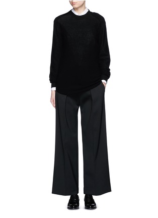 模特儿示范图 - 点击放大 - NEIL BARRETT - 单色斜纹混羊毛阔腿裤