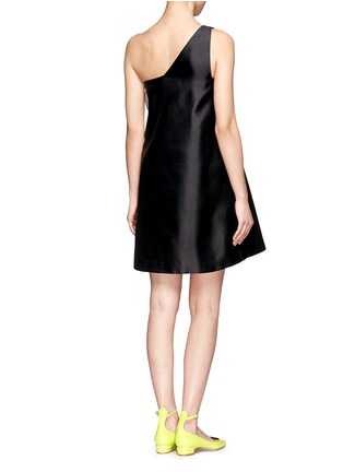 背面 - 点击放大 - CHICTOPIA - 几何人脸拼贴真丝单肩连衣裙