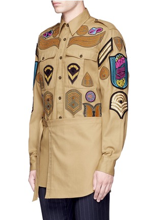 正面 -点击放大 - DRIES VAN NOTEN - 军装款徽章拼贴叠搭纯棉衬衫
