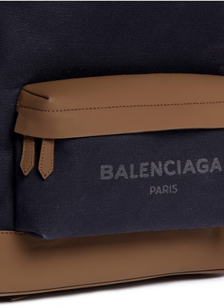  - BALENCIAGA - 品牌标志帆布拼接真皮双肩背包