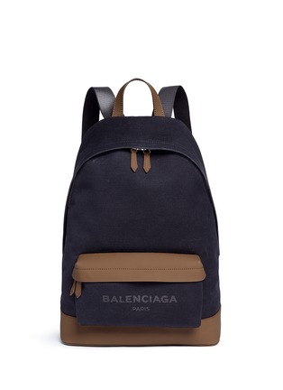 首图 - 点击放大 - BALENCIAGA - 品牌标志帆布拼接真皮双肩背包