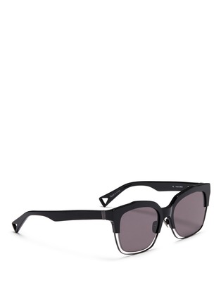 模特儿示范图 - 点击放大 - HAZE COLLECTION - 'Buzz' wire rim sunglasses