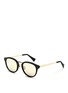 模特儿示范图 - 点击放大 - HAZE COLLECTION - 'Edge' metal temple matte acetate round sunglasses