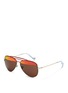 模特儿示范图 - 点击放大 - HAZE COLLECTION - 'Raze' coated metal aviator sunglasses