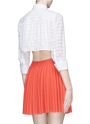 背面 - 点击放大 - ALAÏA - Broderie anglaise drawstring hem cropped shirt