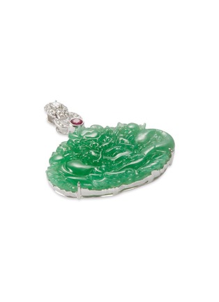 模特儿示范图 - 点击放大 - SAMUEL KUNG - Diamond ruby jade 18k white gold dragon pendant