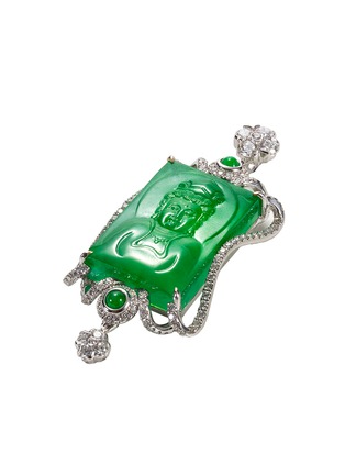 模特儿示范图 - 点击放大 - SAMUEL KUNG - Diamond jade 18k white gold statue pendant