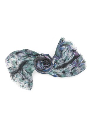 细节 - 点击放大 - FRANCO FERRARI - 孔雀羽毛印花真丝围巾