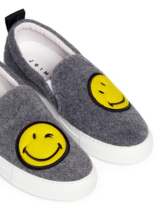 细节 - 点击放大 - JOSHUA SANDERS - 笑脸布贴羊毛毡厚底便鞋