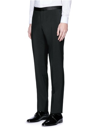 细节 - 点击放大 - GIVENCHY - 缎面领单色羊毛混马海毛西服套装