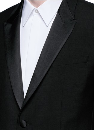 细节 - 点击放大 - GIVENCHY - 缎面领单色羊毛混马海毛西服套装