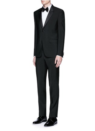 模特儿示范图 - 点击放大 - GIVENCHY - 缎面领单色羊毛混马海毛西服套装