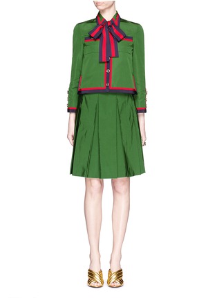 模特示范图 - 点击放大 - GUCCI - 罗纹丝带饰边罗缎外套